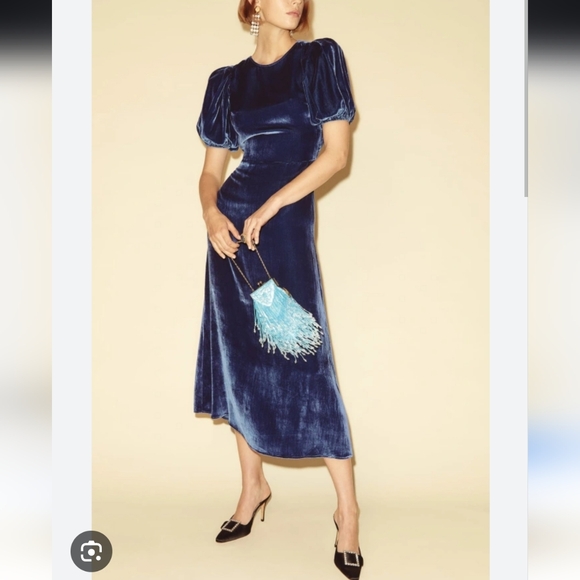 Reformation Dresses & Skirts - Reformation Livia Blue Velvet Dress
